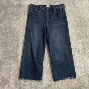 Goodthreads‎ Jeans Womens Size 32 Wide Leg Style Dark Wash Button Fly Raw Hems